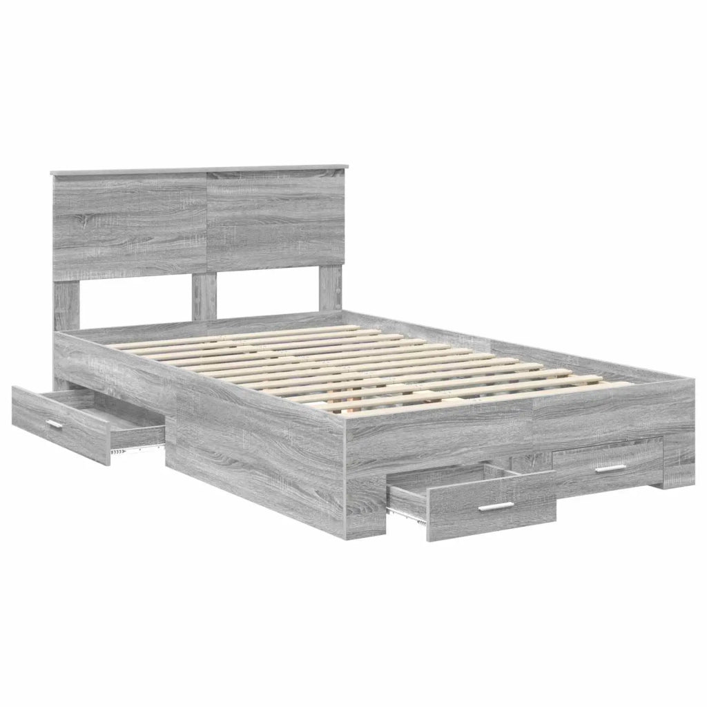 Letto matrimoniale | Letto per adulti | Struttura del letto con testiera Grigio Sonoma 120 x 190 cm