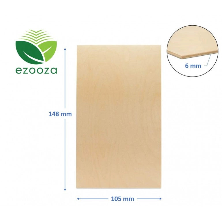 10 fogli pannello compensato 6 mm Pioppo A6 - 105 x 148 mm