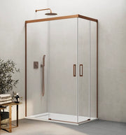 Box doccia angolare BASIC apertura al vertice 80x75 cm (75-80/70-75) rame vetro trasparente
