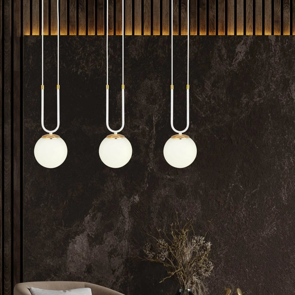 Lampadario Emibig Glam 3 luci E14 bianco oro opale