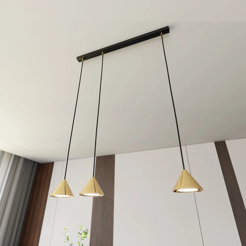 Sospensione Minimal Skadi 3 Luci In Acciaio Oro
