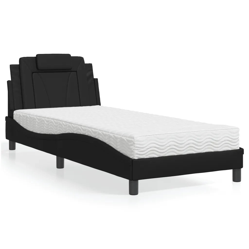 Letto Viana con Materasso Nero 90x190 cm in Similpelle