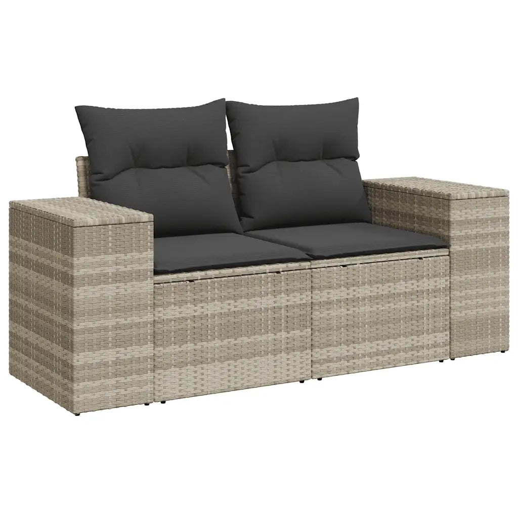 Set Divani da Giardino 7pz con Cuscini Grigio Chiaro Polyrattan 3222621