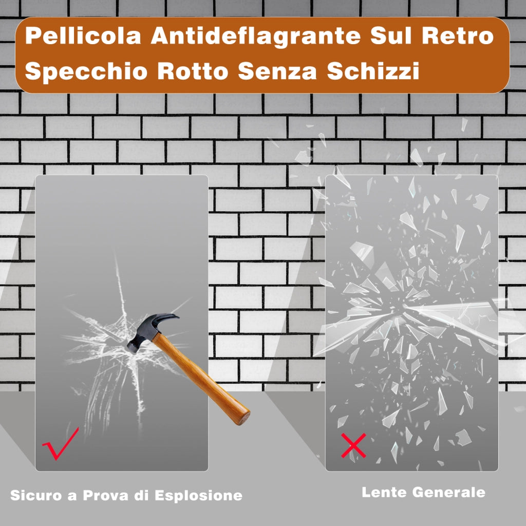 Specchio da bagno a LED, 140x80cm, Disappannamento, orologio, Bluetooth, 3 Temperature di Colore