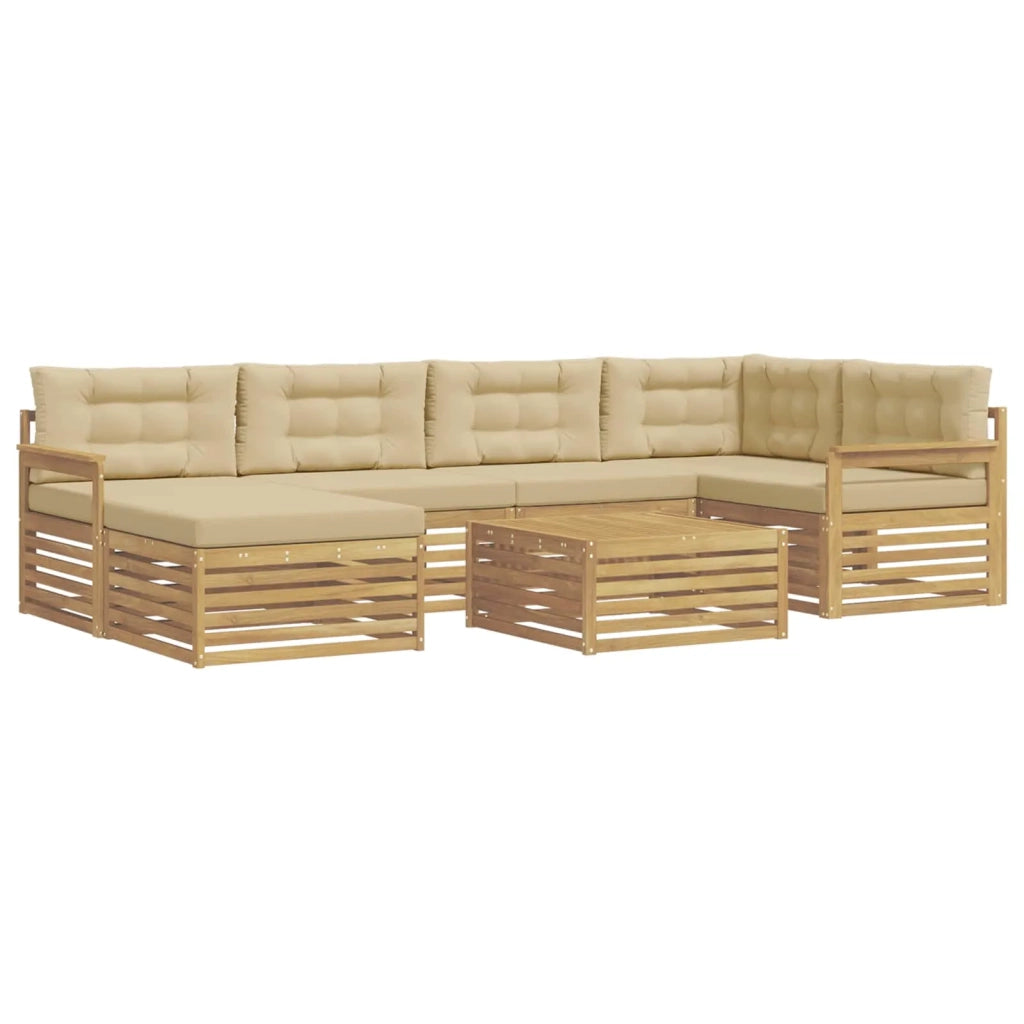 Set di divani da esterno con cuscino 7 pcs Bianco e Beige 3390793