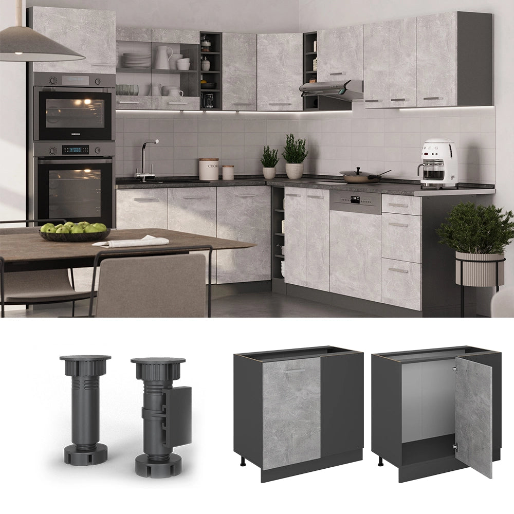 Vicco Mobile ad angolo cucina Calcestruzzo 86 cm , PL Antracite