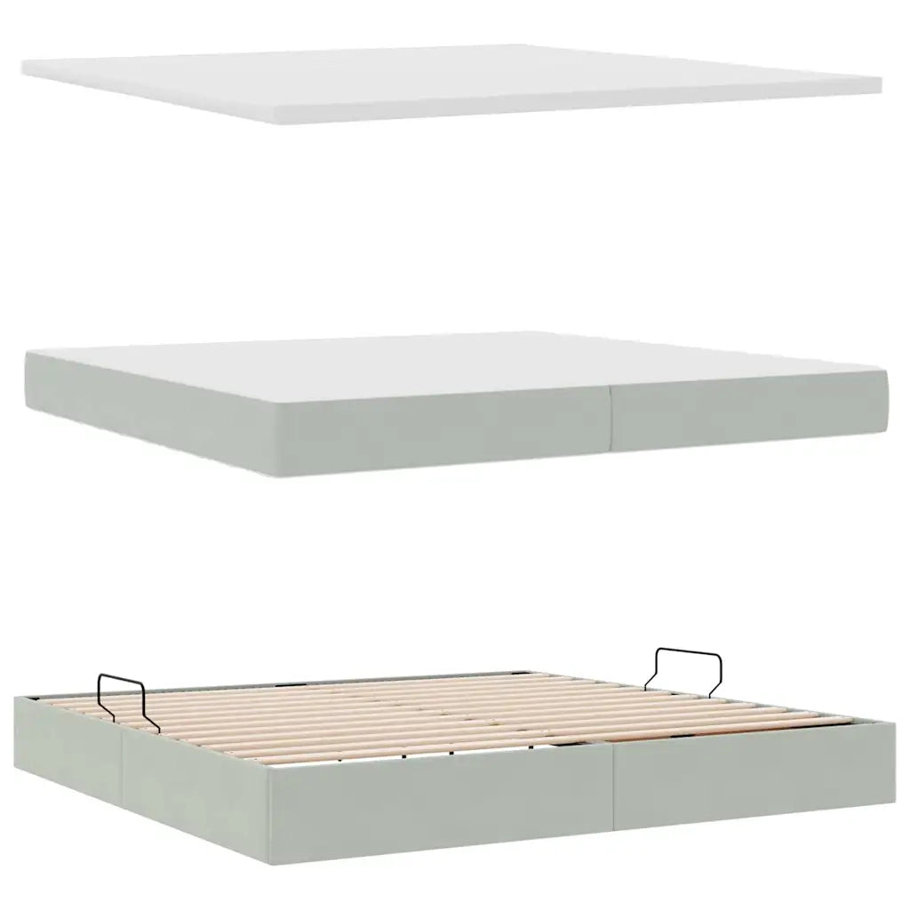 Letto con contenitore e LED Grigio chiaro 200 x 200 cm Velluto 3371415