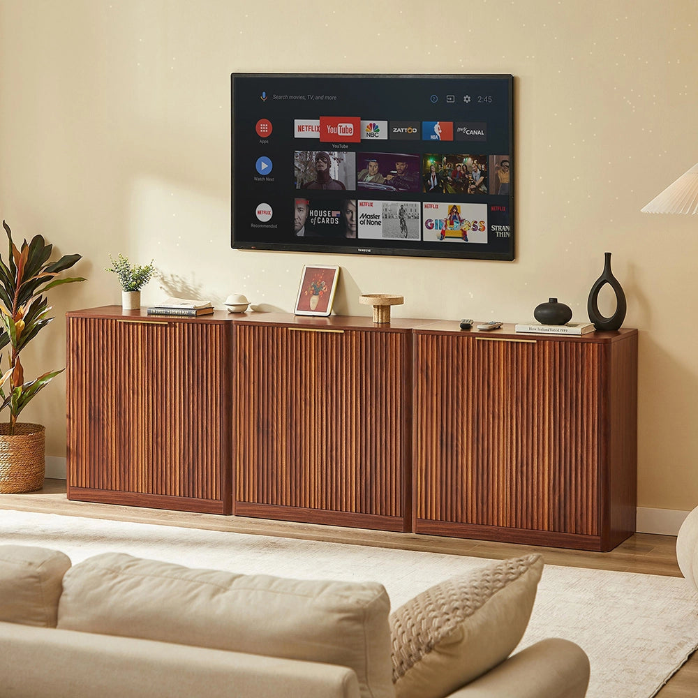 Buffet moderno - Xylo - 120x40x76 cm - Marrone - Pannelli incassati e ripiani regolabili