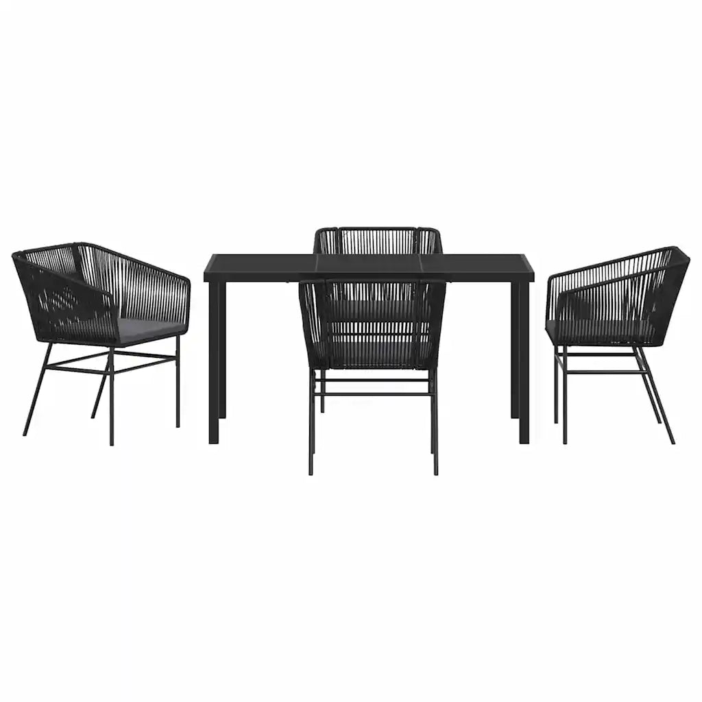 Set da Pranzo per Giardino con cuscino 5 pcs Nero