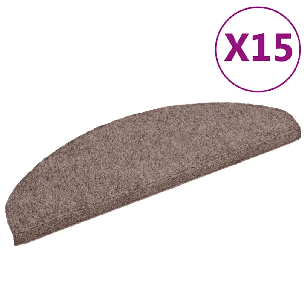 Tappetini per scale autoadesivi 15 pz 65x21x4 cm Marrone Chiaro semicircolari grandi 132696