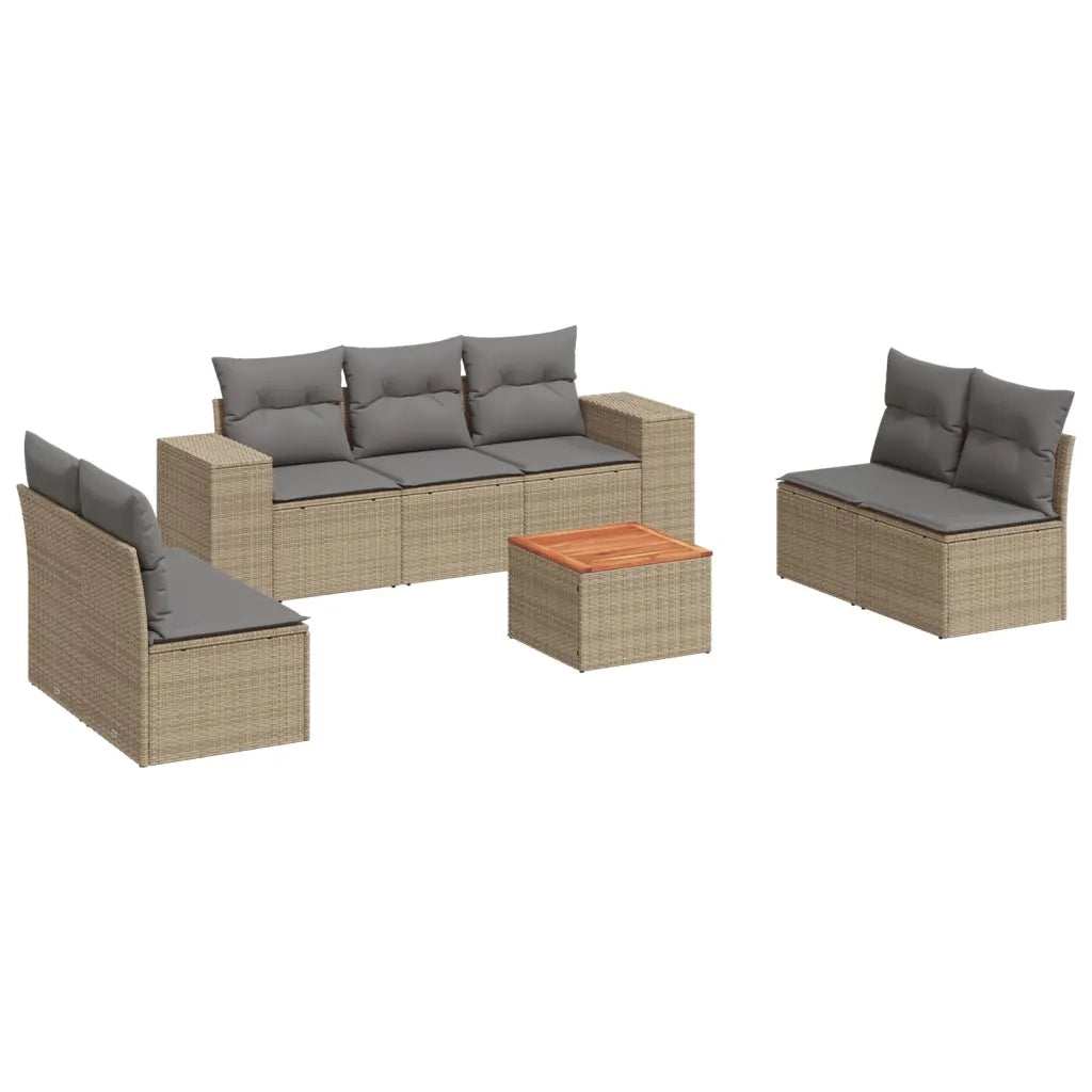 Set Divano da Giardino 8 pz con Cuscini Beige in Polyrattan 3225401