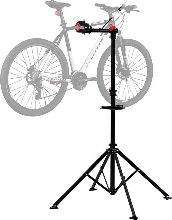 Standard di riparazione biciclette - Standard di lavoro biciclette - Kit di manutenzione - Alluminio - Altezza regolabile - Struttura quadrata stabile - 185 cm x 39 cm x 140 cm