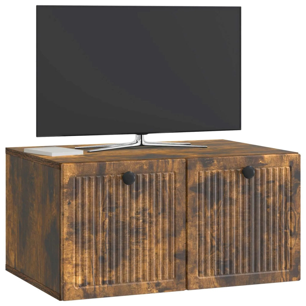 Mobile Porta TV da Muro-Credenza per TV sospesa Rovere Fumo 59,5 x 41 x 30 cm 520669