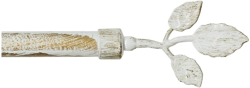 Bastone Tenda Ferro Estendibile Asta Scorritenda Anelli Foglie 120-210 cm Shabby Chic