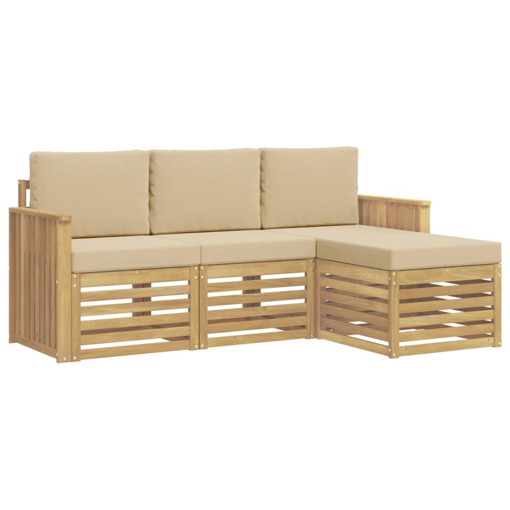 Set di divani da esterno 4 pcs Bianco e Beige 3391633