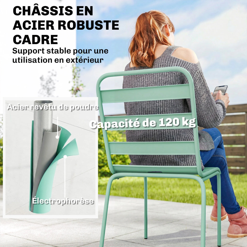 Sedie da Giardino Impilabili in Metallo ¨C Xylo ¨C Set 2 Pezzi Verde