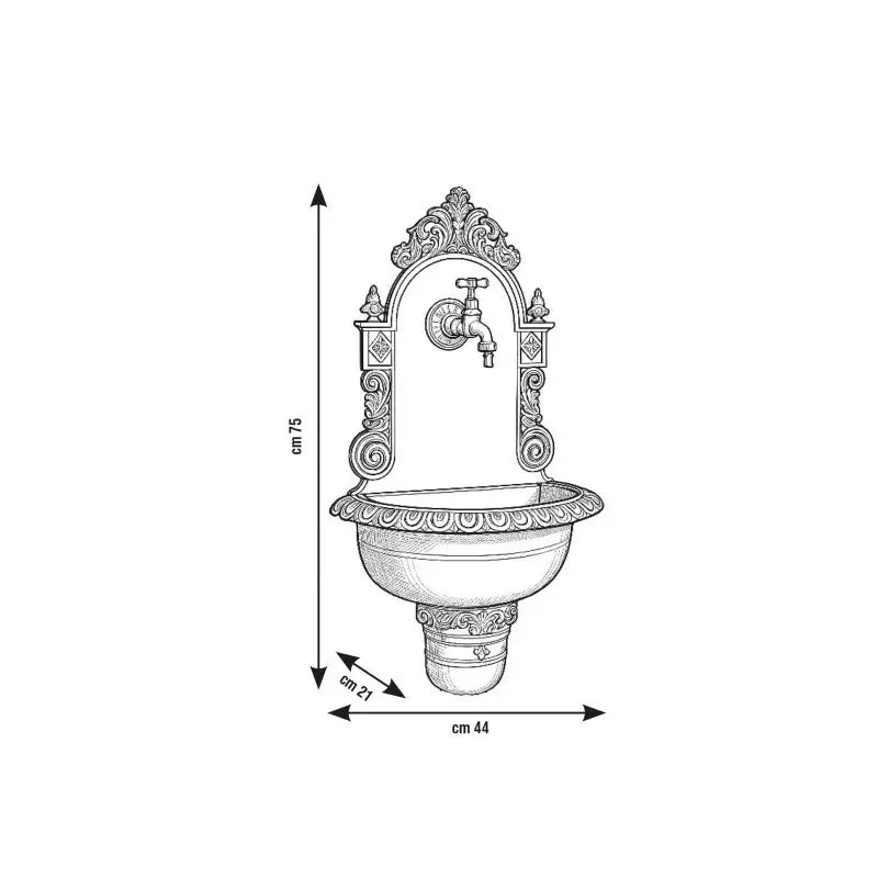 Fontana a parete in alluminio antracite cm 44x21x75 h
