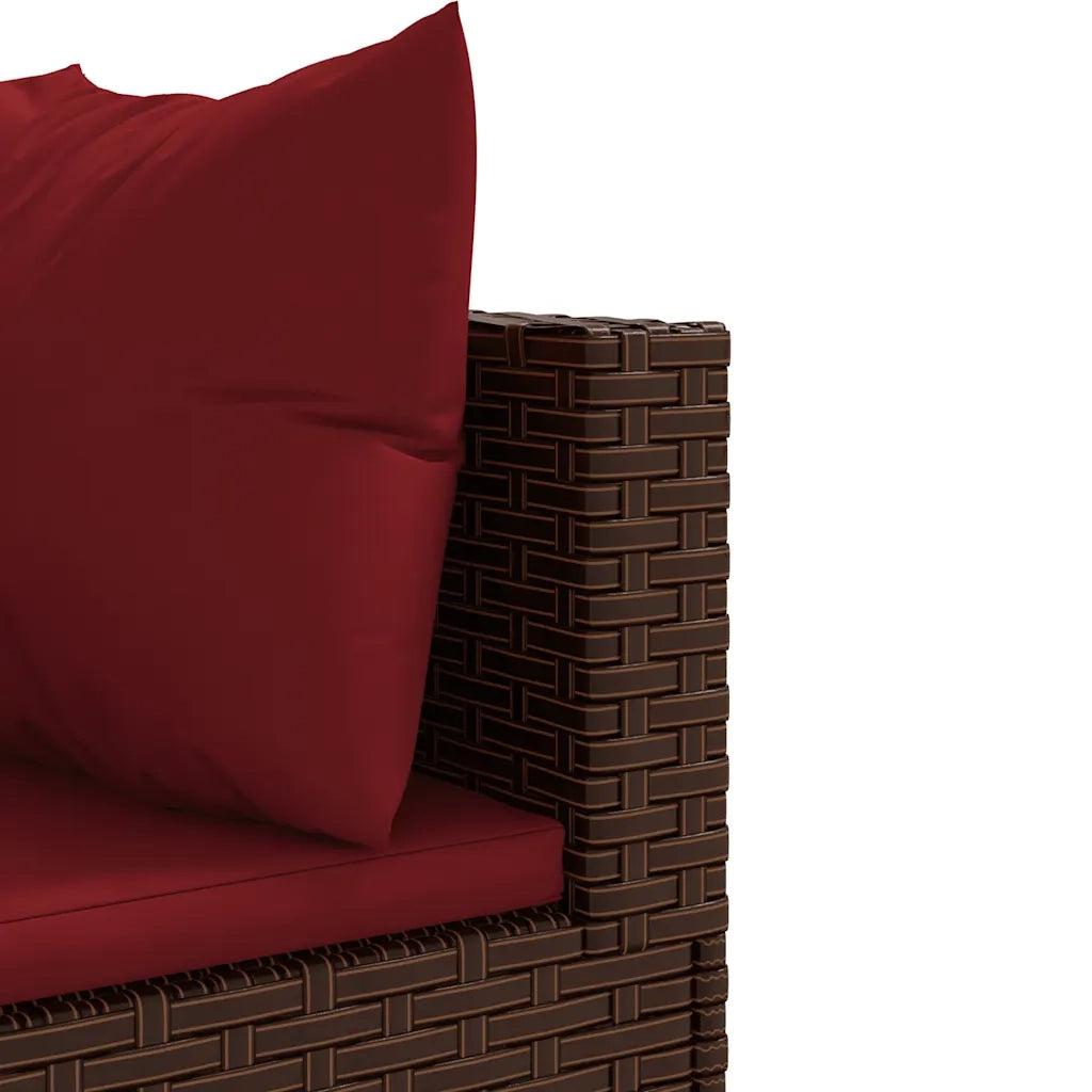 Set Mobili da Giardino 6pz con Cuscini in Polyrattan Marrone 3308109