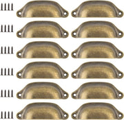 Maniglia a forma di conchiglia vintage in bronzo con 12 pezzi, per mobili.