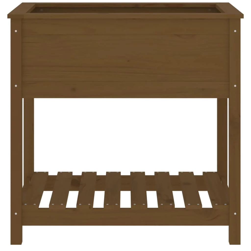 Fioriera rialzata per piante fiori patio giardino con ripiano 82,5 x 54 x 81 cm legno di pino marrone 02_0038403
