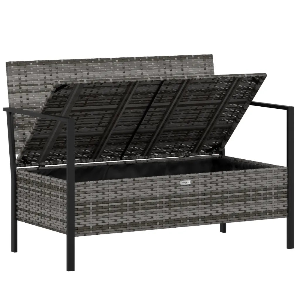 Panca da Giardino a 2 Posti con Cuscini in Polyrattan Grigio 364111