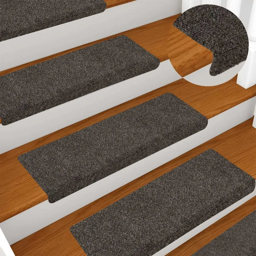 Tappetini per scale autoadesivi 30 pz 65x21x4 cm Antracite Bordo rettangolare 3365699