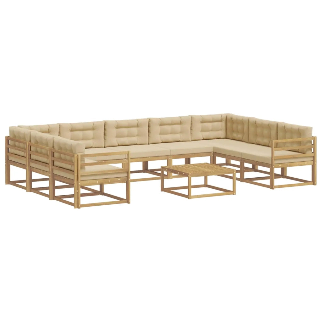Set di divani da esterno con cuscino 10 pcs Bianco e Beige 3387057