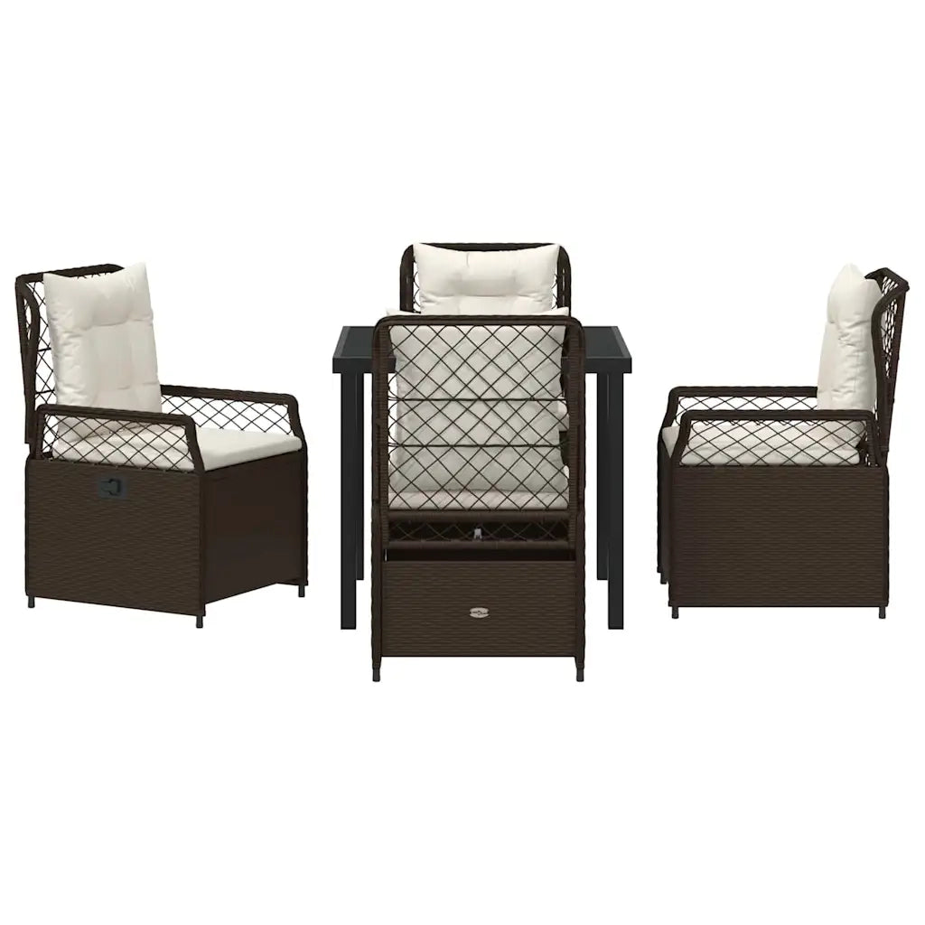 Set da Pranzo per Giardino 5 pcs Marrone polyrattan