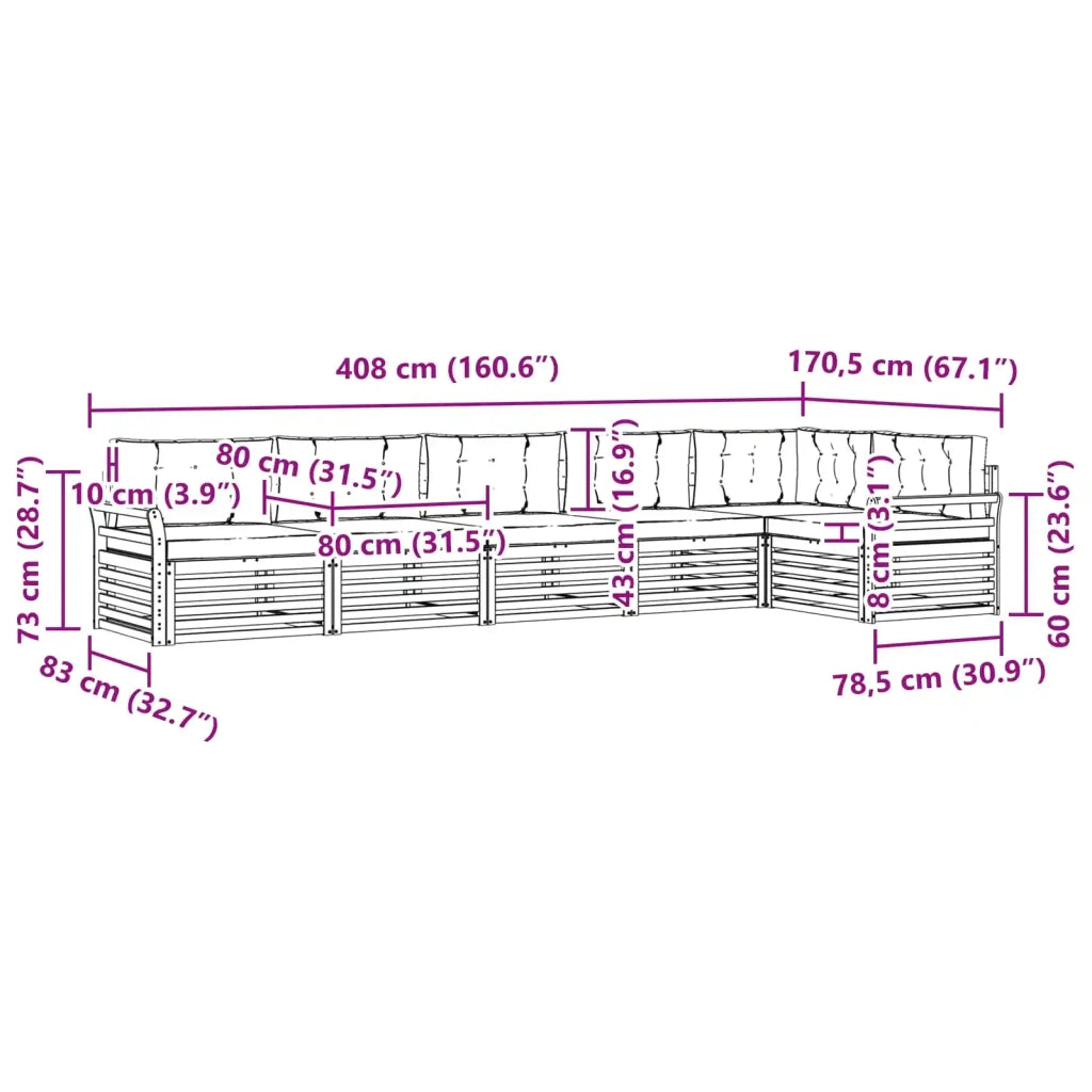 Set di divani da esterno 6 pcs Bianco e Beige 3390568
