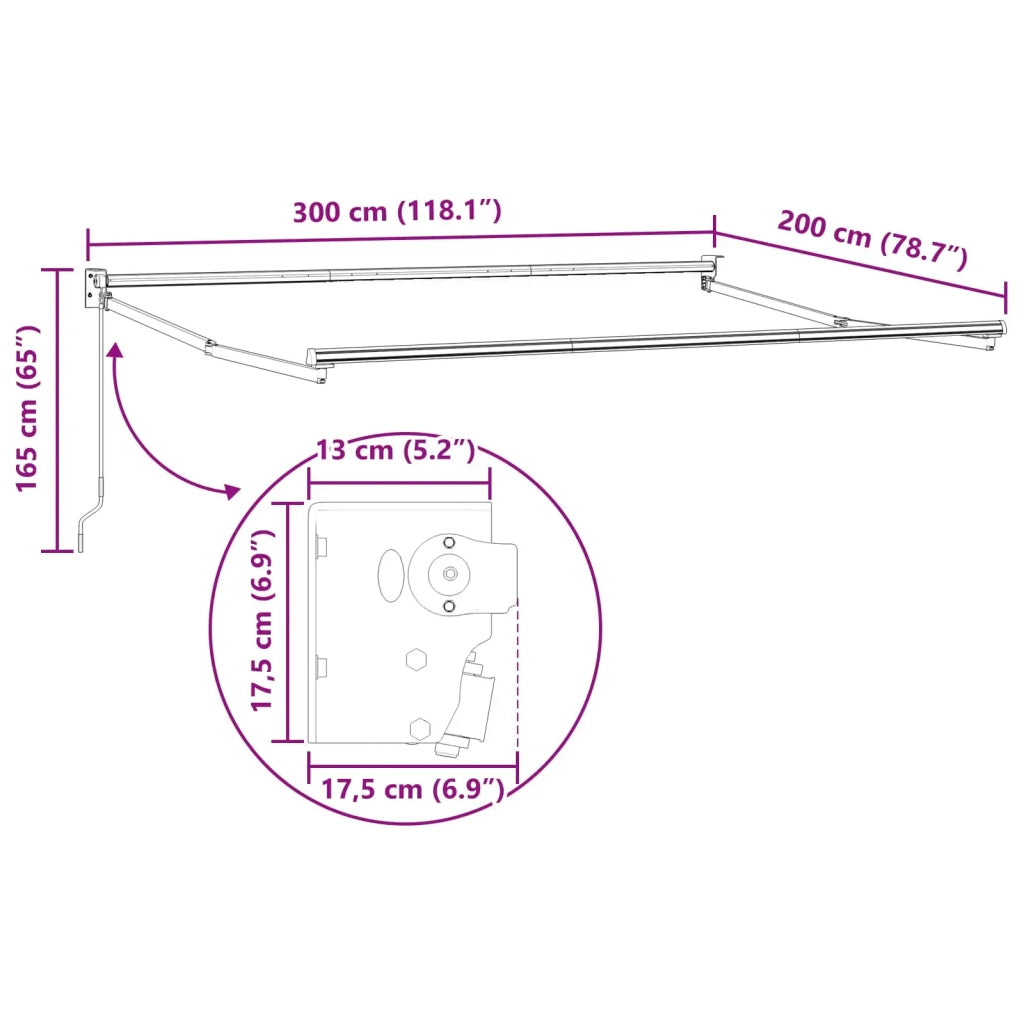 Tenda retrattile Blu e Bianco 3 x 2 m