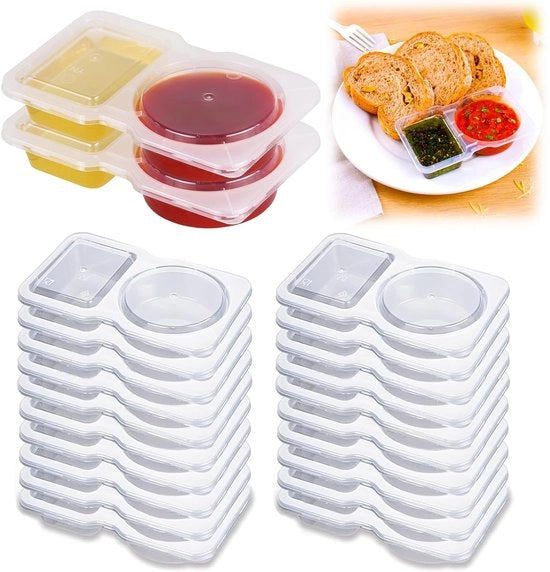 Contenitori snack da 20 con compartimenti doppii, contenitori snack riutilizzabili, contenitore snack portatile con due compartimenti, contenitori snack con coperchi, per uso domestico, salse, snack per campeggio