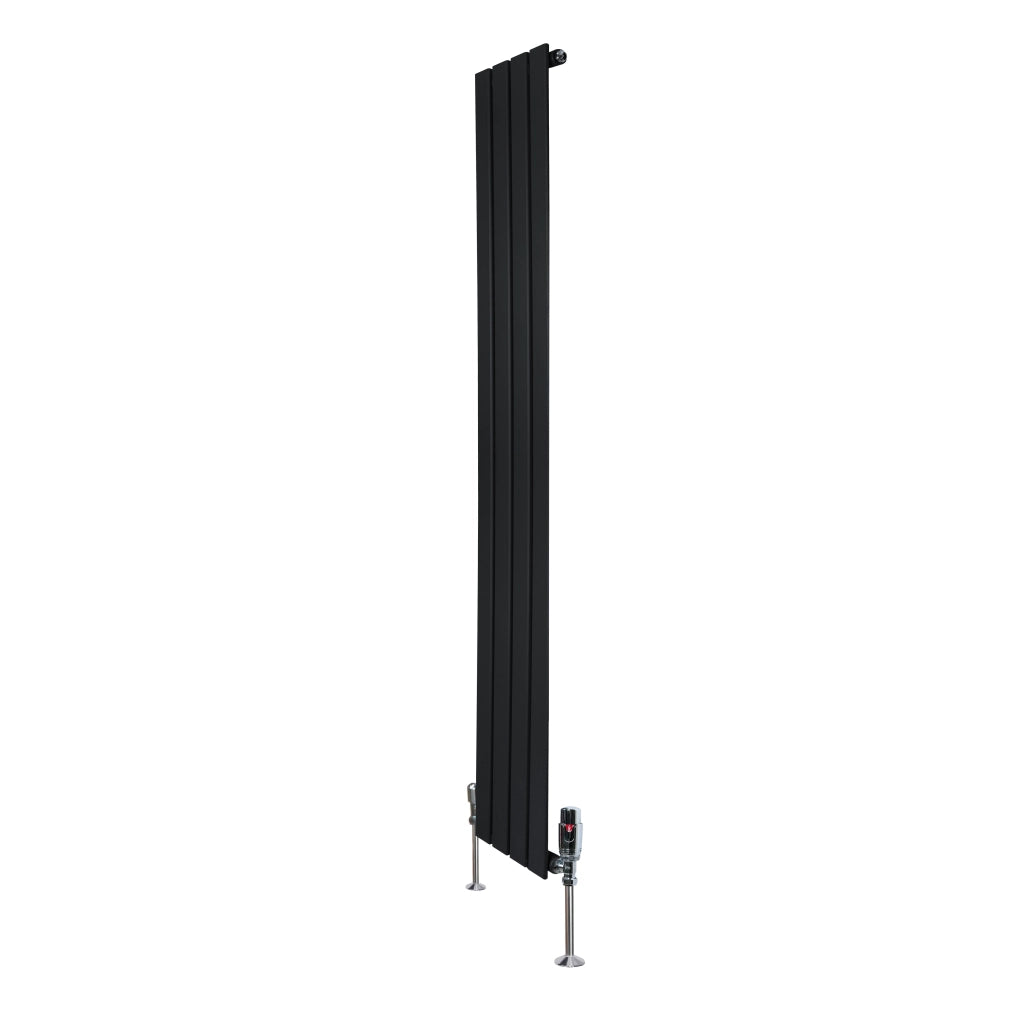 Radiatore Verticale 1600 x 280 mm con Valvole TRV Nero