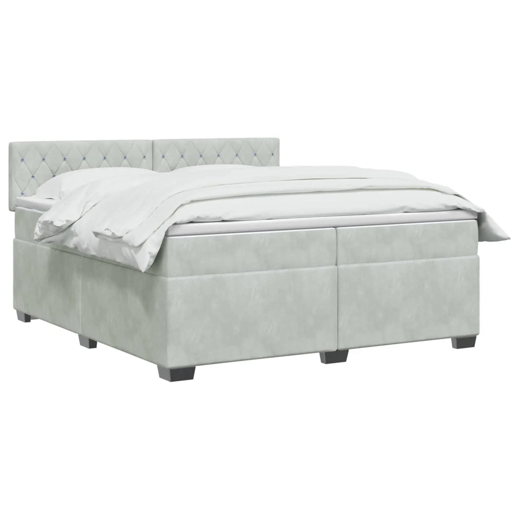Letto box spring con materasso Grigio Chiaro 200 x 200 cm 3450776