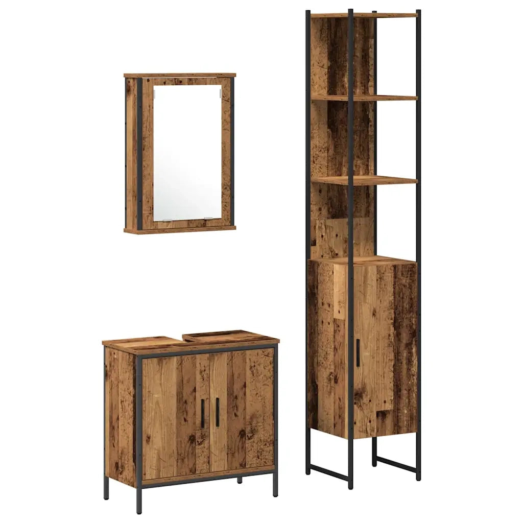 Set di mobili per il bagno 3 pcs Marrone Legno multistrato 3332551