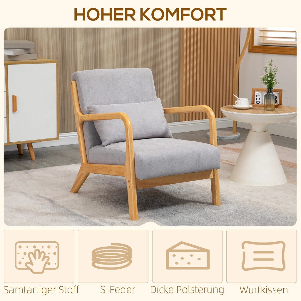Poltrona relax velluto grigio ¨C zephmum ¨C gambe legno