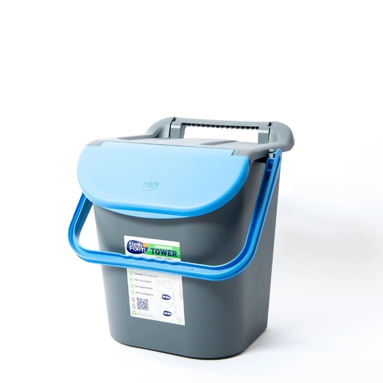 Pattumiera Raccolta Differenziata Tower Bin con Manico Blu 30 Litri