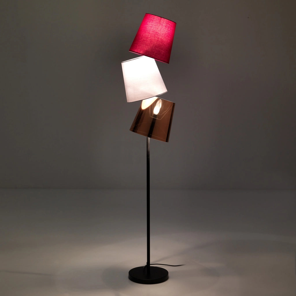 Lampada da terra a 3 luci in tessuto multicolore cm. H.162xL.33xP.25