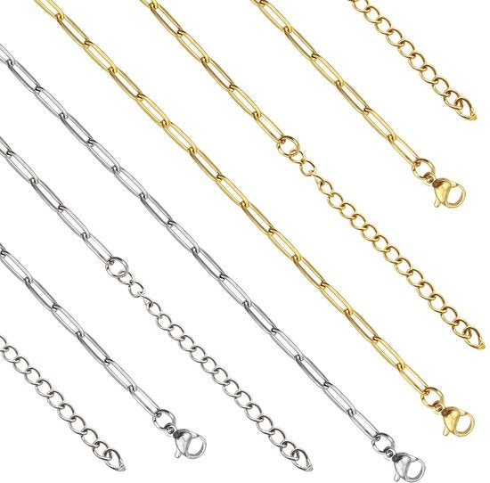 Collana a Catena in Acciaio Inossidabile - 8 Pezzi - Catena a Gancio a Forma di Piccola Catena a Maglia - Fermo a Crostaceo 10mm - Collane da Realizzare - Catena per Collane