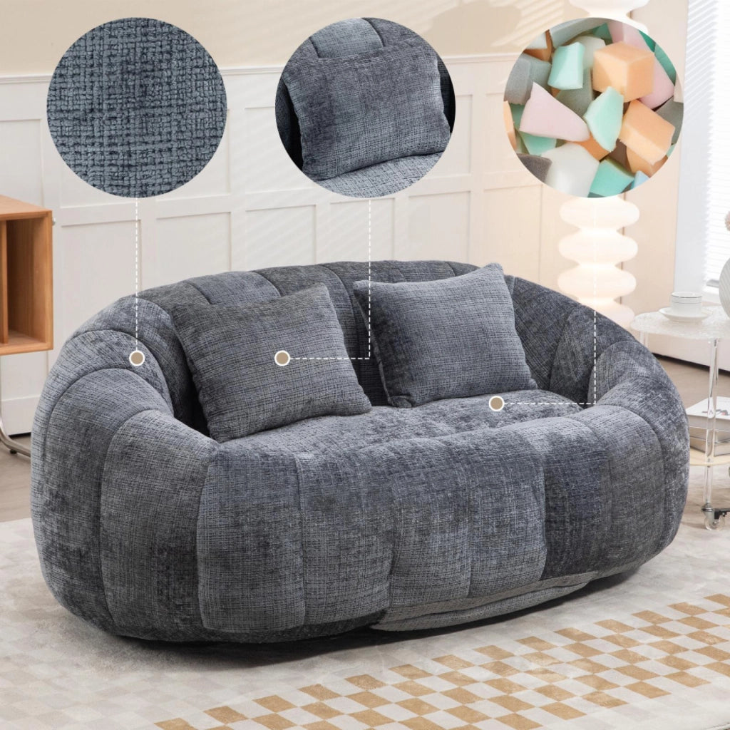 Divano relax, divano in chenille, schienale alto, pronto all’uso, per interni ed esterni, grigio