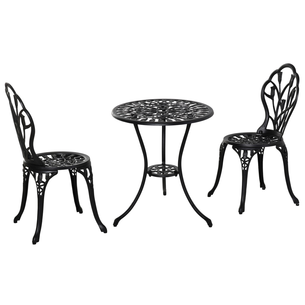 Set da Giardino 3 Pezzi con Tavolino e Sedie ¨C Minimal ¨C Nero Alluminio