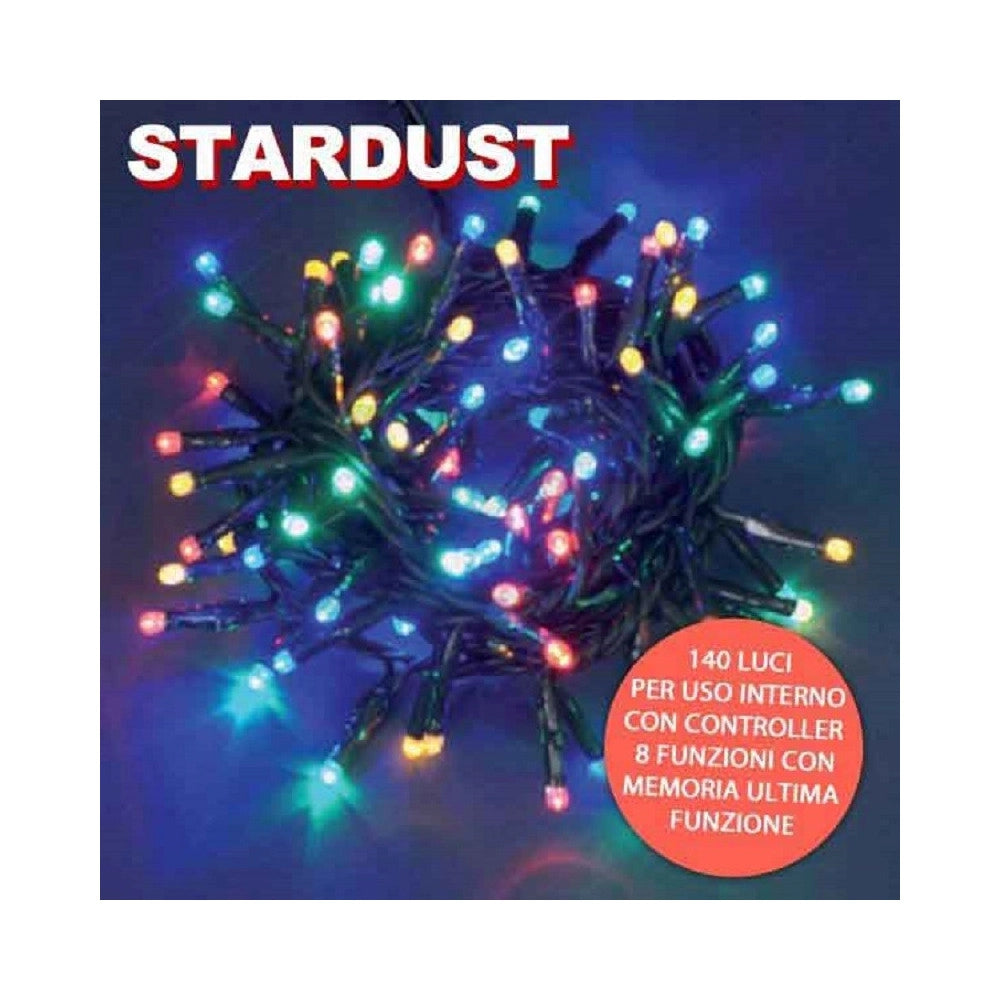 Trade Shop - Catena Luci Natalizie 140 Lucciole Multicolor Con Controller 8 Funzioni Stardust -