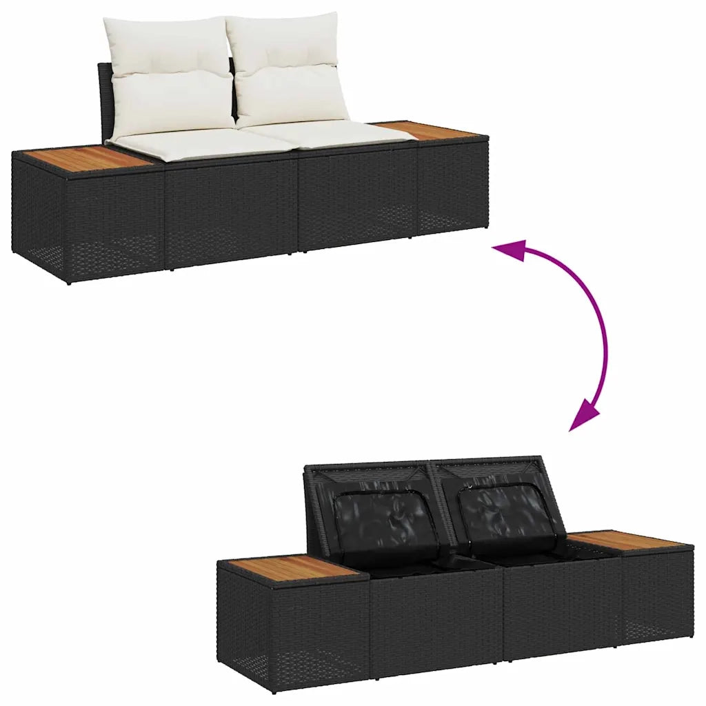 Divano da giardino Nero 184 x 62 x 85cm polyrattan 42006817