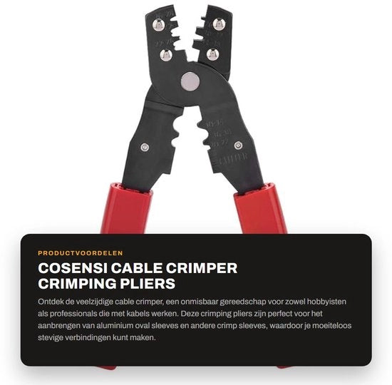 Strumento per la crimpatura di cavi - Manico ergonomico - Costruzione in acciaio di alta qualità - Adatto per diversi tipi di cavi - Forza di crimpatura 22 mm² - Lunghezza complessiva 189 mm - Strumento per la crimpatura di cavi