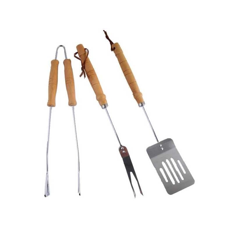 Posate Barbecue pz. 3 Manico Legno Lapillo 00646