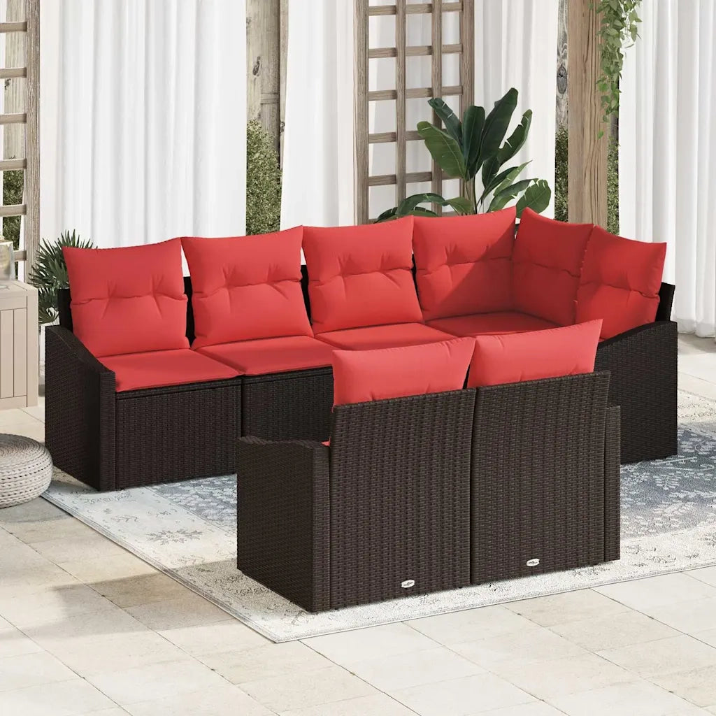 Set di divani 7 pz Marrone polyrattan 3346764