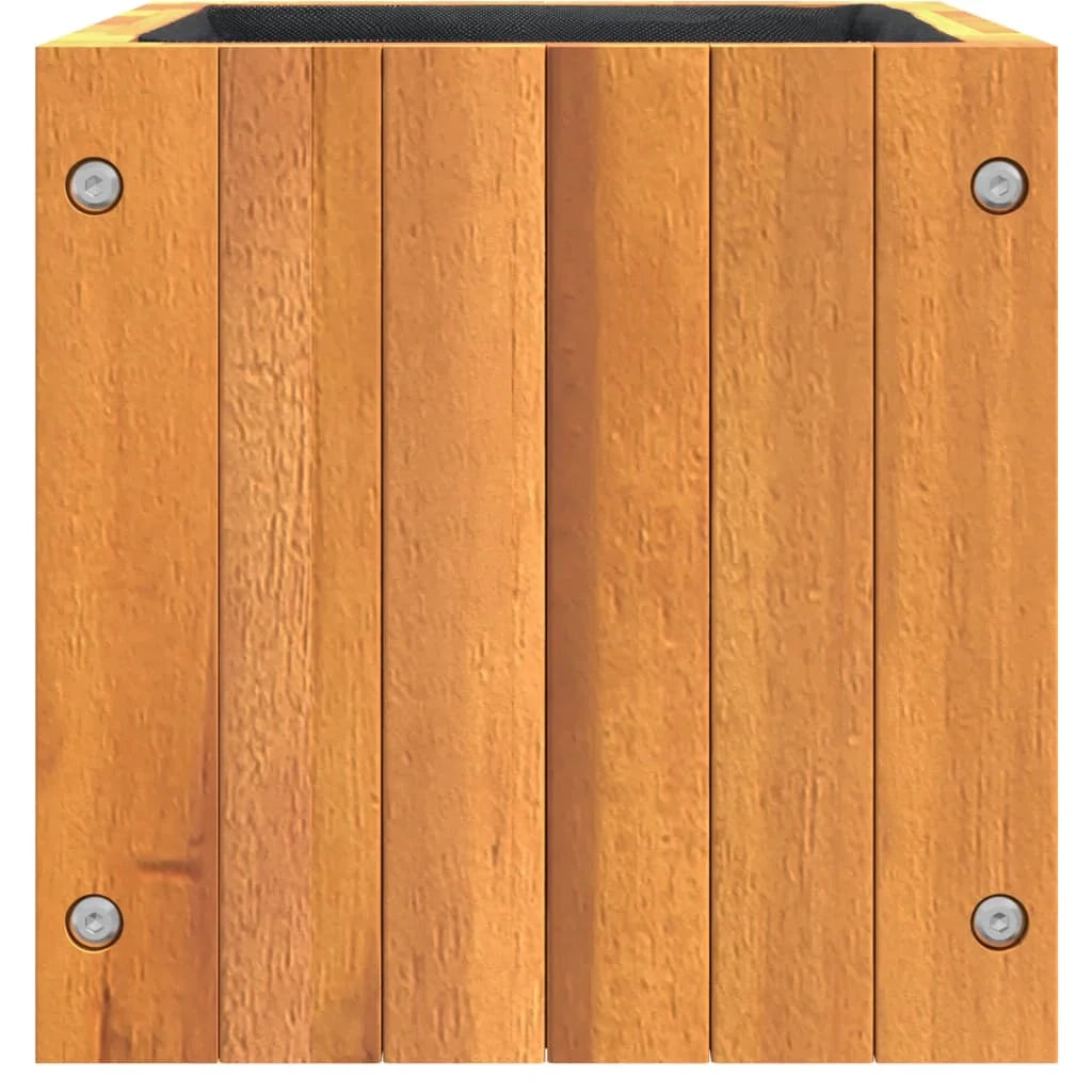 Vassoio per fioriera aiuola rialzata piante fiori terrazza giardino 25 x 25 x 25 cm legno massello di acacia marrone 02_0037480