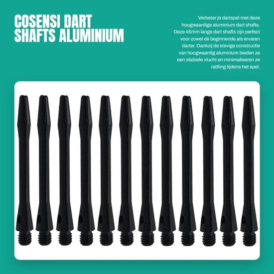 Set di punte per darts in alluminio - Medio - Confezione da 12 - 45 mm - Filo 2BA - Leggero - Resistente agli urti