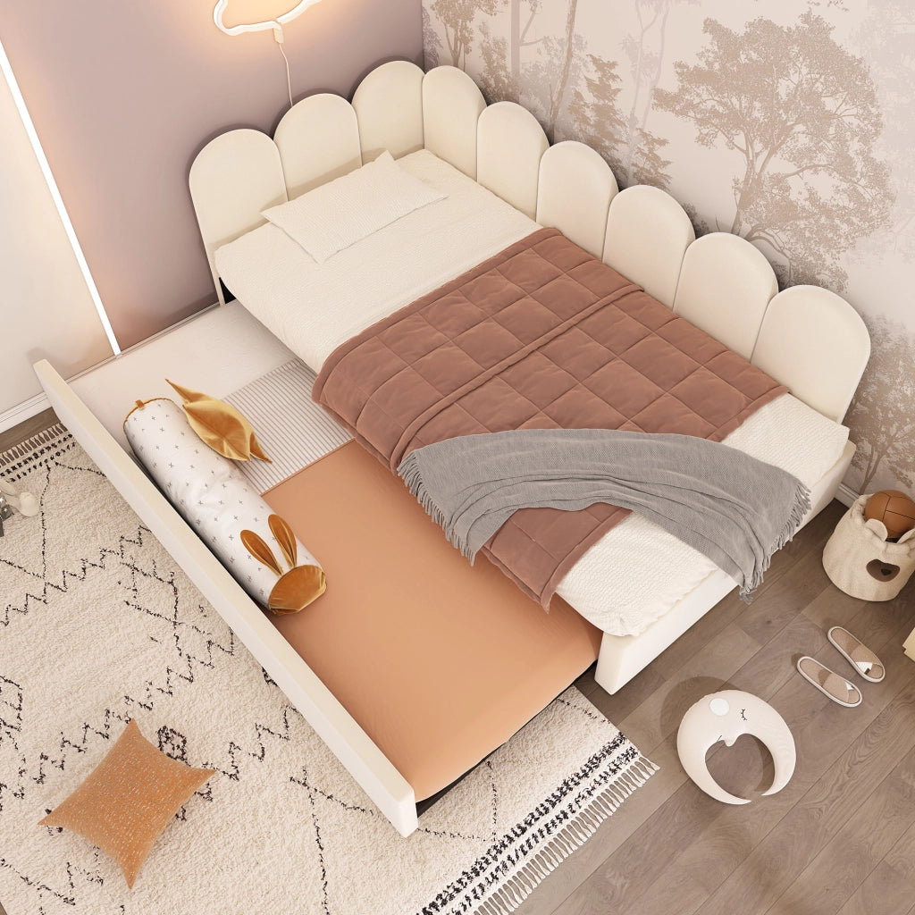 Daybed singolo – 90x200 cm – estraibile 90x190 rete – velluto beige