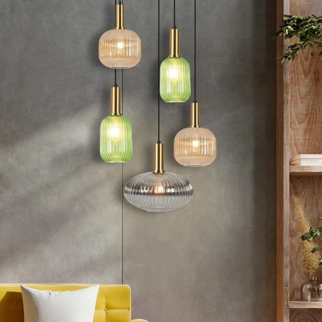 LÚZETE - LÁMPARA DE TECHO 5 LUCES TULIPAS COMBINADAS Ø70 E27 SHELBY