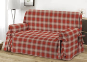 Copridivano Con Laccetti Disegno Scozzese Colore Rosso Modello O.B. - 2 Posti - Rosso
